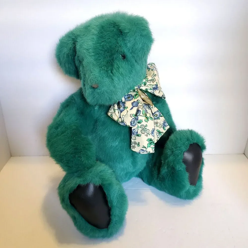 Vtg 1992 Gund Victoria's Secret Teddy Bear Plush Teal Turquoise Vinyl Paws TAGS